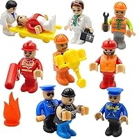 Toy People Figures with Tool for Kids Action Figures Playsets for Trains Cars Various Professions for Play House Wooden Train Track