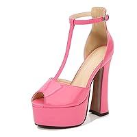 Womens chunky heel High Heels Platform Ankle Strap Open Toe Sandals Block Buckle Heeled Sandals Party Dress Pump Shoes
