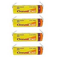 4x OmniCel ER14505 3.6V 2.4Ah Size AA Lithium Battery w/ Tabs For Emergency Backup, Data Collection, AMR Add-ons, Smoke Alarms, Carbon Monoxide Detectors, Intrusion Sensors, Fleet Monitoring