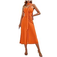 XJYIOEWT Mini Dress,Women's Solid Color Off Shoulder Streamer Gathered Dress Work Dresses for Women Office