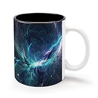 Blue Thunder 11Oz Coffee Mug Personalized Ceramics Cup Cold Drinks Hot Milk Tea Tumbler with Handle and Black Lining