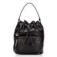 Prada Women's Sechiello Nero Black Glace Calf Leather Bucket Bag 1BH038 (Black)