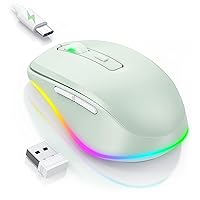 PEIOUS Wireless Mouse Jiggler - LED Wireless Mice with Build-in Mouse Mover, Rechargeable Moving Mouse for Laptop with Undetectable Random Movement Keeps Computers Awake-Light Green