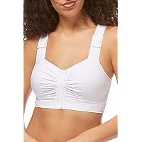 Amoena Women's Theraport Front Closure High Cotton Post Surgery Pocketed Compression Mastectomy Bra, Radiation/radiotherapy