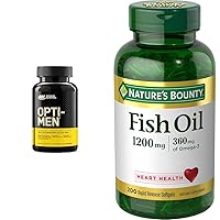 Optimum Nutrition Opti-Men & Nature's Bounty Fish Oil, Supports Heart Health, 1200 Mg, 360 Mg Omega-3, Rapid Release Softgels, 200 Ct