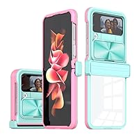 Anti-Scratch Hard Acrylic Folding Case for Samsung Galaxy Z Flip 4 5G Flip4 Zflip4 Slide Camera Protection Phone Accessories,Blue and Pink,for Samsung Z Flip 4