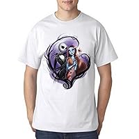 nightmare before christmas jack and sally for Men T Shirt (3X-Large, White)