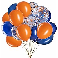 Blue, Confetti and Orange Balloons – Pack of 50, Great for Weddings Birthdays Bridal Shower Decorations Graduation Party Decorations Supplies 3 Style, 12 Inch