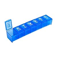 EZY DOSE Pet (7-Day) Pill, Medicine, Vitamin Organizer Box, Weekly, Daily Planner for Cat, Large Compartments, Blue Lids