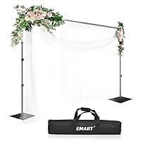 EMART Heavy Duty Backdrop Stand 10x10ft(HxW) Adjustable Background Support System Kit with Steel Base for Photography, Photo Backdrop Stand for Parties Birthday Video Studio - Black