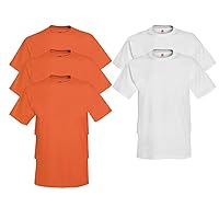 Hanes, Comfort Soft Crew-Neck T-Shirt (Pack of 5), 3 Orange/2 White