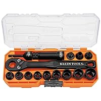 Klein Tools 65400 15-Piece Impact Rated Pass Through Socket Set with MODbox Case, Sockets, Bits, Accessories and 3/8-Inch Drive Adapter