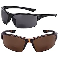 “The Skillful” 2 Pair of Unisex Lightweight Sport Wrap Polarized Bifocal Sunglasses