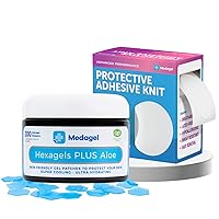 Hexagels Plus Aloe Paraben Free Hydrogel Pads (200 Count) and Medagel Protective Adhesive Knit Medical Tape Circles (200 Count) to Secure Hydrogel Patches, Protection & Treatment Bundle