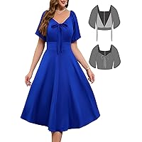 Wedding Guest Dresses for Plus Size Women Tie Front Adjustable Strap, Satin Dress for Prom Formal Cocktail Party 4XL(RoyalBlue)