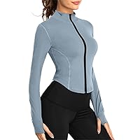 Women's Full Zipper Light Sportswear With Thumb Opening Walking Coat Cutting For Training And Yoga Ling Sleeve