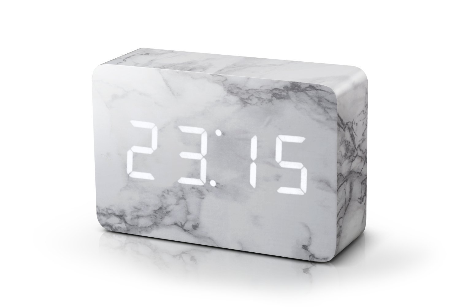 Gingko Brick Marble Click Clock - White LED