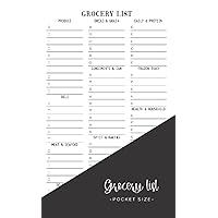 Pocket Grocery List: Organized by 11 Category Section Making It Easy to Jot Items Down as Well as Find Them Small Size for Purse Simple Black Cover