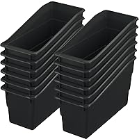 Really Good Stuff Book and Binder Storage Bins, Black, Set of 12 Home, Classroom, and Library Organization, Aesthetic Room Decor, School Supplies