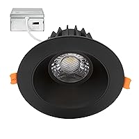 Maxxima 4 in. Ultra Thin Recessed Anti-Glare LED Ceiling Downlight - Canless IC Rated, 1050 Lumens, 5 CCT 2700K/3000K/3500K/4000K/5000K, Dimmable, Round Black Trim, 90 CRI, J-Box Included