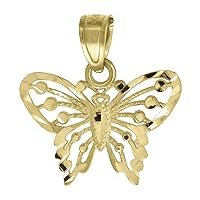 10k Gold Dc Womens Butterfly Angel Wings Height 15.7mm X Width 16mm Animal Charm Pendant Necklace Jewelry Gifts for Women
