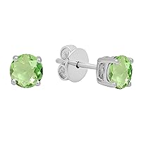 5.5mm Each Round Gemstone Solitaire Stud Earrings for Her in 925 Sterling Silver