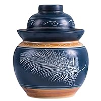 Ceramic Jars,Tea Jar,Chinese Style Storage Jars,Blue Traditional Chinese Porcelain Pickle Jar, Ceramic Fermentation Crock Pickling Pot,Fermenting Jar With Water Seal Airlock Lid Stoneware Fe