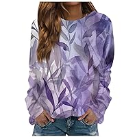 Womens Workout Tops,Women's Casual Fashion Floral Print Long Sleeve O-Neck Pullover Top Blouse