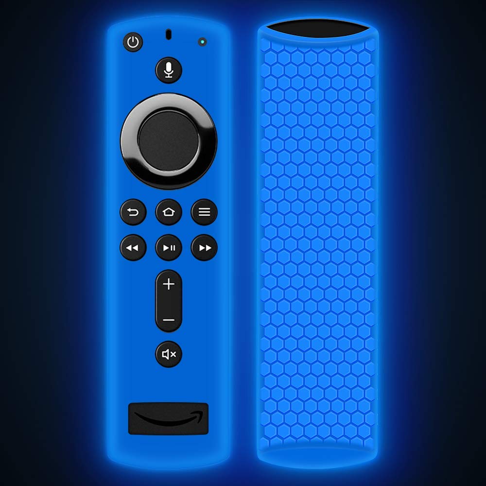 Remote Case/Cover for Fire TV Stick 4K,Protective Silicone Holder Lightweight[Anti Slip]ShockProof for Fire TV Cube/Fire TV(3rd Gen)Compatible with All-New 2nd Gen Alexa Voice Remote Control-Glow Blue