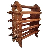 Handmade Women's Wooden Bangle Stand Holder With Eight Bangles Holding Rods Home Office Bangle Display Organizer/Stand/Earring Holders 13.5 x 4.5 x 12 Inches