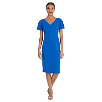 Maggy London Women's Sheath Dress, V-Neck-Ocean Blue