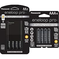 Panasonic eneloop pro Rechargeable Battery Bundle with Charger (4 AA, 4 AAA)