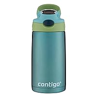 Contigo Aubrey Kids Stainless Steel Water Bottle with Spill-Proof Lid, Cleanable 13oz Kids Water Bottle Keeps Drinks Cold up to 14 Hours, Ocean