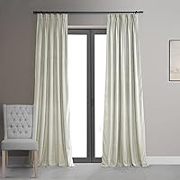 HPD Half Price Drapes Velvet Blackout Curtains/Drapes - 96 Inches Long 1 Panel Blackout Curtain Signature Pleated for Living Room & Bedroom - 25W X 96L, Porcelain White