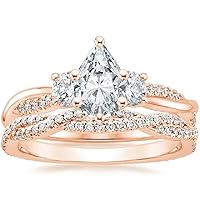 Petite Twisted Vine Moissanite Diamond Ring Set, 2.0 CT Pear Moissanite Engagement Ring Set, Wedding Ring Set, Bridal Ring, Promise/Anniversary Rings for Wife