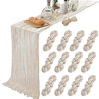 12 Pack 10 Ft Cream Beige Cheesecloth Table Runner Gauze Long Table Runners Cheese Cloth for Ivory Wedding Party Table Decor (35 x 120 Inch)