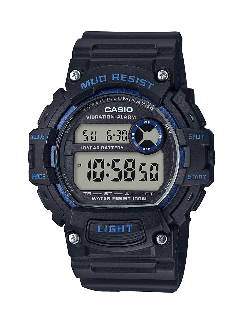 Casio Mud Resistant Stainless Steel Quartz Watch with Resin Strap, Black, 27.6 (Model: TRT-110H-2AVCF)
