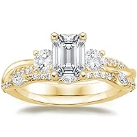 Petite Twisted Vine Moissanite Diamond Ring Set, 1 CT Emerald Moissanite Engagement Ring Set, Wedding Ring Set, Bridal Ring, Promise/Anniversary Ring for Wife