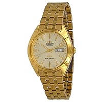 ORIENT RA-AB0E04G Men's 3 Star Gold Tone Stainless Steel Gold Dial Day Date Automatic Watch
