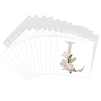 3dRose Greeting Cards - Pretty Pink Floral and Babies Breath Monogram Initial L - 12 Pack - Floral Monograms