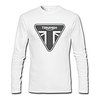 Men's Triumph Motorcycle Logo 100% Cotton Long Sleeve Tee White