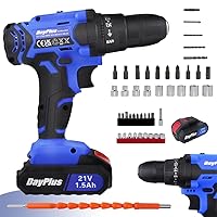 21 V Cordless Screwdriver with 1 Battery, Professional Quick Charge, Mini Cordless Screwdriver with Impact Drill Function, 45 Nm Battery Screwdriver, 25 + 1 Battery Screwdriver, 26 Pieces Accessories
