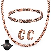 Copper Necklace & Bracelet for Women 99.9% Solid Pure Copper Jewelry Valentine's Day Gift for Her (Adjustable Size with Gift Box)