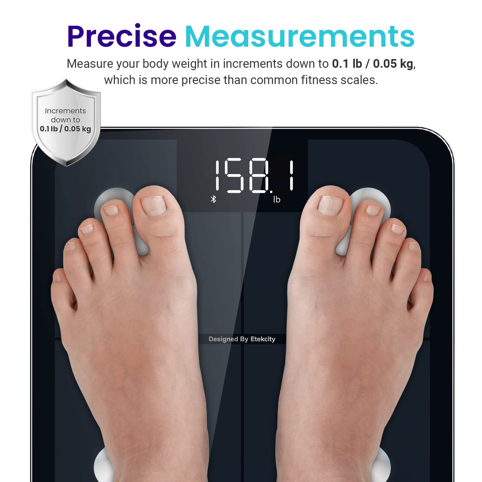 Etekcity 0.1g Food Kitchen Scale, 11lb/5kg, Stainless Steel Silver & Smart Scale for Body Weight, Accurate to 0.05lb (0.02kg) Digital Bathroom Weighing Machine, 400lb
