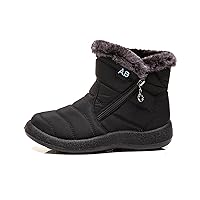 Women Snow Boots, Winter Boot with Comfortable Warm Fur Lined, Waterproof Slip On Outdoor Boots with Zipper, Women's Warm Ankle Booties