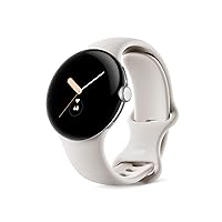 Google Pixel Watch - Android Smartwatch with Fitbit Activity Tracking - Heart Rate Tracking - Polished Silver Stainless Steel case with Chalk Active band - LTE