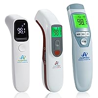 3-Pack Amplim CA1 W2 AE3 Non-Contact Touchless Infrared Digital Forehead Thermometer for Adults and Babies