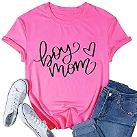 Life is Better with My Boys Women Funny Mom Gift Shirts Graphic Summer Short Athletic Casual Workout Tops