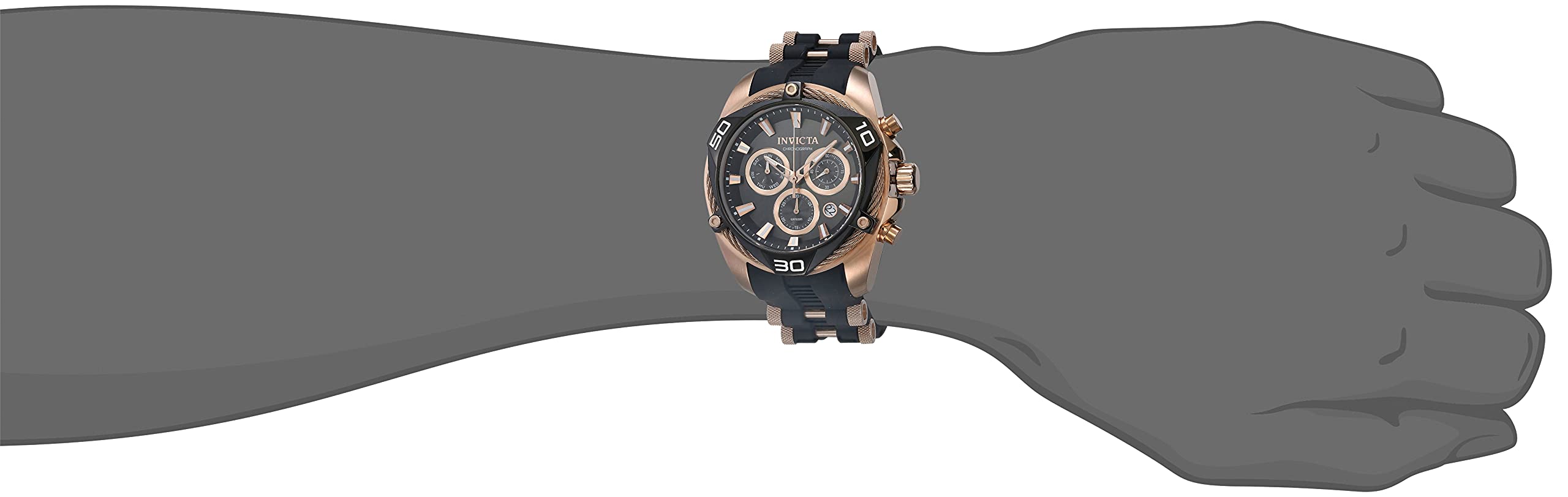 Invicta Men's Bolt 50mm Stainless Steel, Silicone Quartz Watch, Rose Gold (Model: 31316)