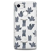 TPU Case Compatible for Google Pixel 8 Pro 7a 6a 5a XL 4a 5G 2 XL 3 XL 3a 4 Funny Bats Print Cute Flexible Silicone Design Slim Lovely Animals Girl Kawaii Clear Cute Woman Soft Grey Pattern